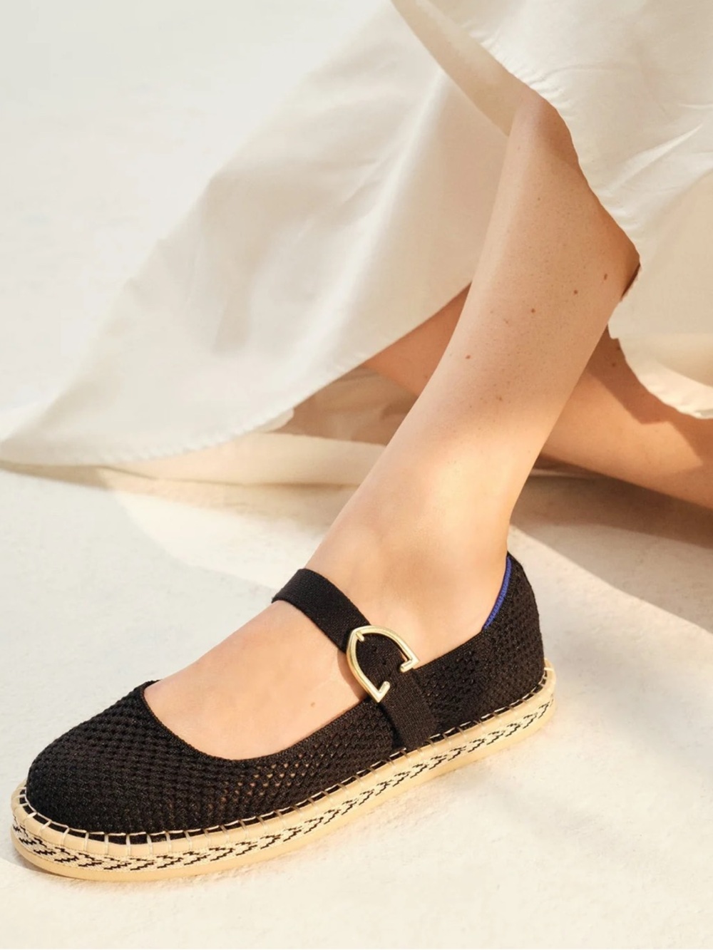 ROTHY’S The Espadrille Mary Jane Shoe Black Size 11 Washable Plush Footbed NEW - Picture 2 of 16